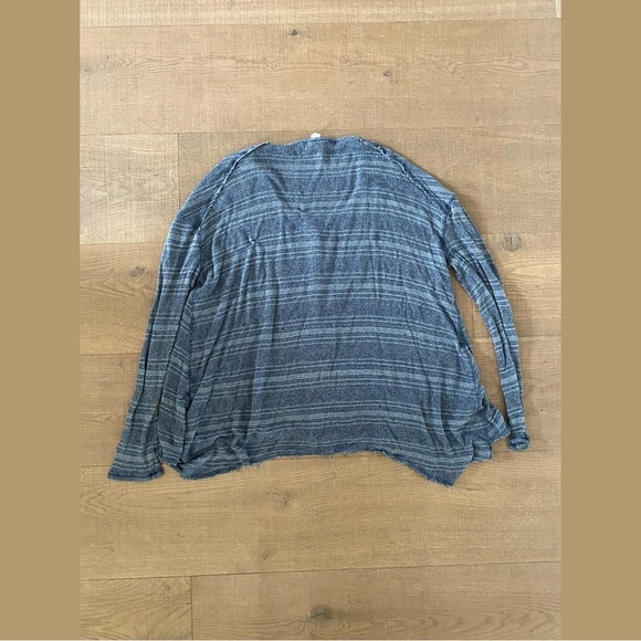 we the free people blue striped henley slinky hacci long sleeve top - Picture 3 of 6